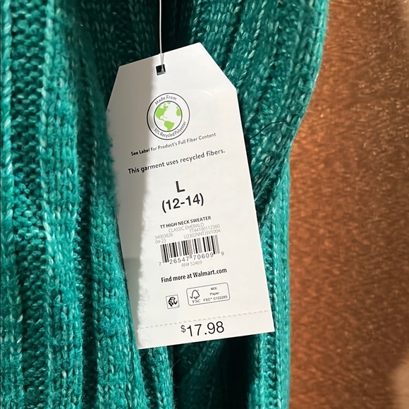 Green Ribbed Sweater - Picture 2 of 3